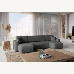 Oreo U Narożnik wypoczynkowy  Komfortowy narożnik wypoczynkowy z funkcją spania i pojemnikiem na pościel Tkanina Quelle 92